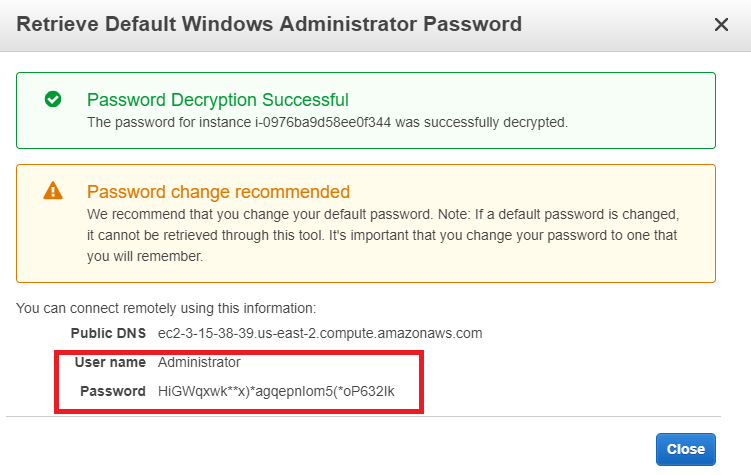 AWS Create Password